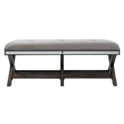 Memgor 47.5" Upholstered Bench Light Brown/Gray - Aiden Lane