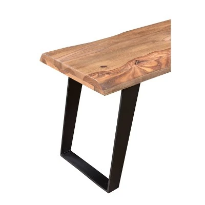 50" Sheesham Wood Live Edge Bench Brown/Black - Timbergirl 6 50" Sheesham Wood Live Edge Bench Brown/Black - Timbergirl – Image 4