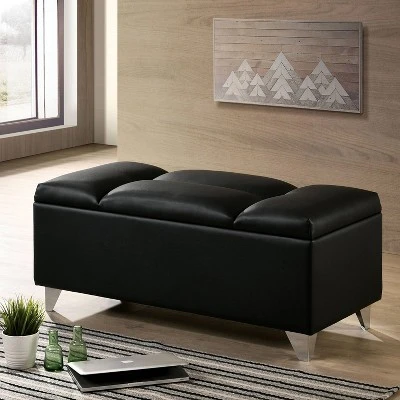 Huntington Upholstered Bench Black/Chrome - miBasics 3 Huntington Upholstered Bench Black/Chrome - miBasics