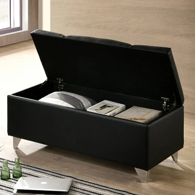 Huntington Upholstered Bench Black/Chrome - miBasics 4 Huntington Upholstered Bench Black/Chrome - miBasics – Image 2