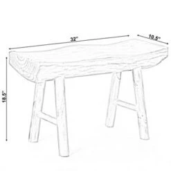 Vintiquewise Rustic Carved Wood Natural Edge Entryway Log Accent Bench -Ottomans Official Shop unnamed file 2959