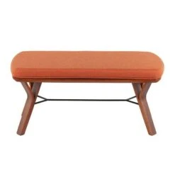 42" Folia Bench Polyester/Wood Walnut/Orange - LumiSource -Ottomans Official Shop unnamed file 2983