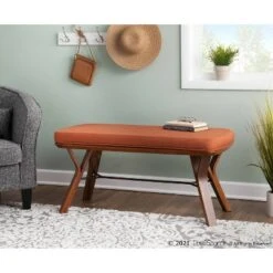 42" Folia Bench Polyester/Wood Walnut/Orange - LumiSource -Ottomans Official Shop unnamed file 2986