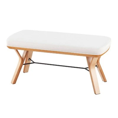 42" Folia Bench Polyester/Wood Natural/Cream - LumiSource 4 42" Folia Bench Polyester/Wood Natural/Cream - LumiSource – Image 2