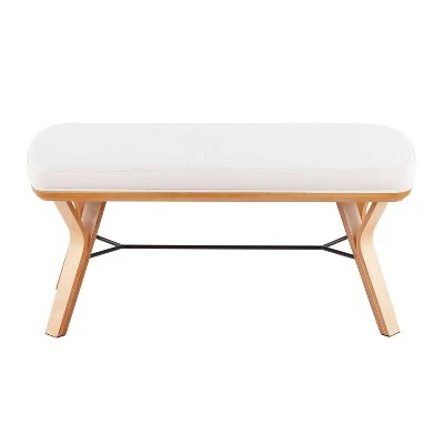 42" Folia Bench Polyester/Wood Natural/Cream - LumiSource 5 42" Folia Bench Polyester/Wood Natural/Cream - LumiSource – Image 3