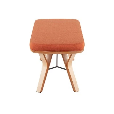 42" Folia Bench Polyester/Wood Natural/Orange - LumiSource 3 42" Folia Bench Polyester/Wood Natural/Orange - LumiSource