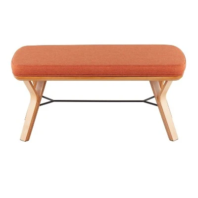 42" Folia Bench Polyester/Wood Natural/Orange - LumiSource 5 42" Folia Bench Polyester/Wood Natural/Orange - LumiSource – Image 3
