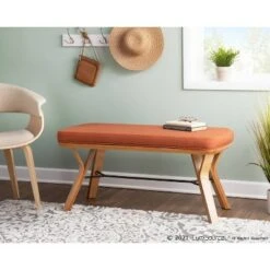 42" Folia Bench Polyester/Wood Natural/Orange - LumiSource 13 42" Folia Bench Polyester/Wood Natural/Orange - LumiSource -Ottomans Official Shop unnamed file 3026