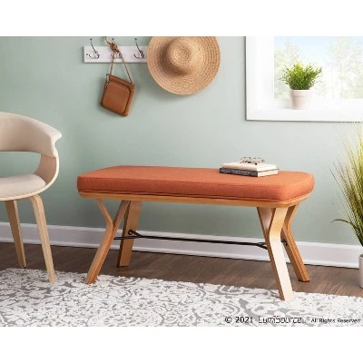 42" Folia Bench Polyester/Wood Natural/Orange - LumiSource 8 42" Folia Bench Polyester/Wood Natural/Orange - LumiSource – Image 6