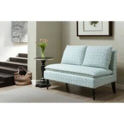 Dual Pillow Back Bench Soft Blue/Cream - HomeFare -Ottomans Official Shop unnamed file 3030
