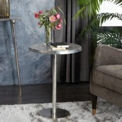 Contemporary Aluminum Accent Table - Olivia & May Silver