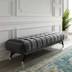 Adept Upholstered Velvet Bench Gray - Modway -Ottomans Official Shop unnamed file 3076