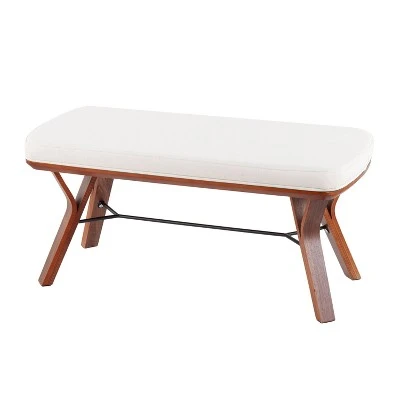 42" Folia Bench Polyester/Wood Walnut/Cream - LumiSource 4 42" Folia Bench Polyester/Wood Walnut/Cream - LumiSource – Image 2