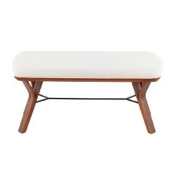 42" Folia Bench Polyester/Wood Walnut/Cream - LumiSource 12 42" Folia Bench Polyester/Wood Walnut/Cream - LumiSource -Ottomans Official Shop unnamed file 3154