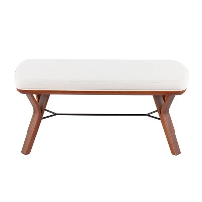 42" Folia Bench Polyester/Wood Walnut/Cream - LumiSource 5 42" Folia Bench Polyester/Wood Walnut/Cream - LumiSource – Image 3