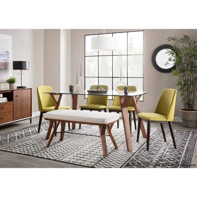 42" Folia Bench Polyester/Wood Walnut/Cream - LumiSource 10 42" Folia Bench Polyester/Wood Walnut/Cream - LumiSource – Image 8