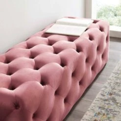 60" Amour Tufted Button Entryway Performance Velvet Bench - Modway Dusty Rose -Ottomans Official Shop unnamed file 3165