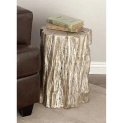 Olivia & May Eclectic Tree Trunk Inspired Foot Stool Silver - Olivia & May