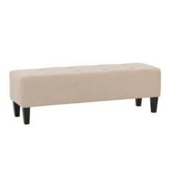 Rosewell Button Tufted Fabric Accent Bench - CorLiving Cream -Ottomans Official Shop unnamed file 3187