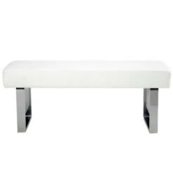 Amanda Faux Leather Bench White - Armen Living
