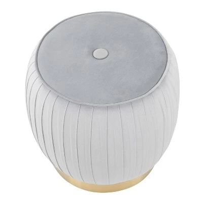 Tania Ottoman Velvet/Steel Gold/Silver - LumiSource 3 Tania Ottoman Velvet/Steel Gold/Silver - LumiSource