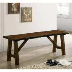 Lyoth Bench with Live Edge Wooden Seat Walnut - HOMES: Inside + Out