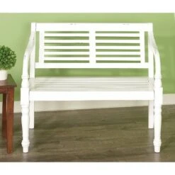 Olivia & May Farmhouse Mahogany Bench White - Olivia & May -Ottomans Official Shop unnamed file 3253