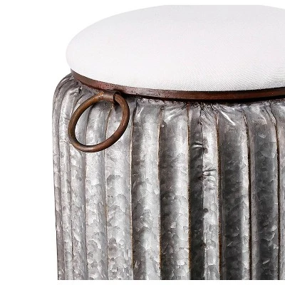 A&B Home Quinby Storage Stool Silver/White - A&B Home 3 A&B Home Quinby Storage Stool Silver/White - A&B Home