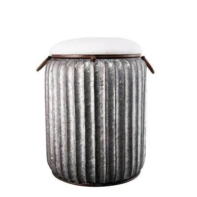 A&B Home Quinby Storage Stool Silver/White - A&B Home 4 A&B Home Quinby Storage Stool Silver/White - A&B Home – Image 2