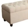 Fabric Upholste Button Tufted Wooden Bench - Benzara Light Gray/brown -Ottomans Official Shop unnamed file 3292