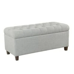 Fabric Upholste Button Tufted Wooden Bench - Benzara Light Gray/brown 11 Fabric Upholste Button Tufted Wooden Bench - Benzara Light Gray/brown -Ottomans Official Shop unnamed file 3296