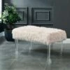 42" Korbin Faux Fur Like Glam Bench Pink - HOMES: Inside + Out -Ottomans Official Shop unnamed file 3323