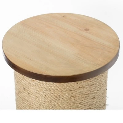 Vintiquewise Decorative Round Spool Shaped Wooden Stool with Rope 7 Vintiquewise Decorative Round Spool Shaped Wooden Stool with Rope – Image 5
