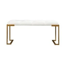 Easlon Upholstered Bench White/Gold - Southern Enterprises -Ottomans Official Shop unnamed file 3343
