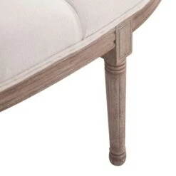 HOMCOM Vintage Semi-Circle Hallway Bench Tufted Upholstered Velvet-Touch Fabric Accent Seat with Rubberwood Legs Off White -Ottomans Official Shop unnamed file 3356