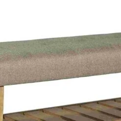 Tufted Cushioned Seat Wooden Bench - Benzara Green/brown -Ottomans Official Shop unnamed file 3363