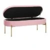 48" Chloe Storage Bench Velvet/Metal Gold/Blush Pink - LumiSource
