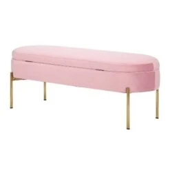 48" Chloe Storage Bench Velvet/Metal Gold/Blush Pink - LumiSource -Ottomans Official Shop unnamed file 3373