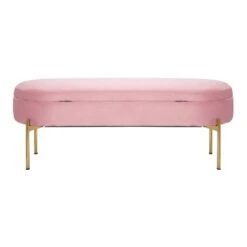 48" Chloe Storage Bench Velvet/Metal Gold/Blush Pink - LumiSource -Ottomans Official Shop unnamed file 3374