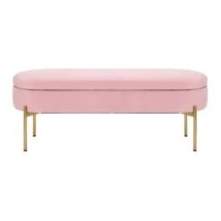 48" Chloe Storage Bench Velvet/Metal Gold/Blush Pink - LumiSource -Ottomans Official Shop unnamed file 3375