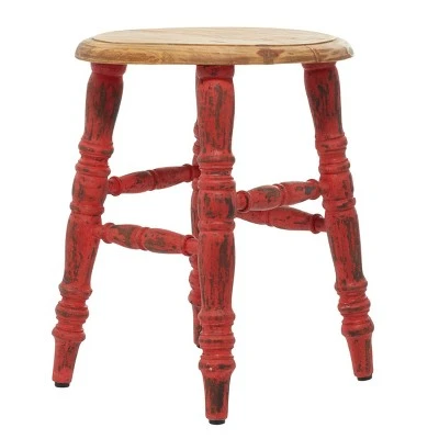Farmhouse Wood Stool - Olivia & May White 7 Farmhouse Wood Stool - Olivia & May White – Image 5