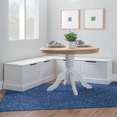 Tobin Backless Corner Breakfast Nook - Linon White 3 Tobin Backless Corner Breakfast Nook - Linon White