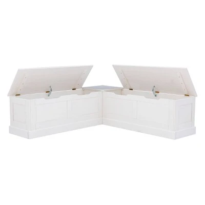 Tobin Backless Corner Breakfast Nook - Linon White 4 Tobin Backless Corner Breakfast Nook - Linon White – Image 2