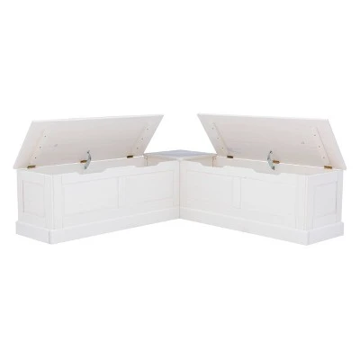 Tobin Backless Corner Breakfast Nook - Linon White 5 Tobin Backless Corner Breakfast Nook - Linon White – Image 3