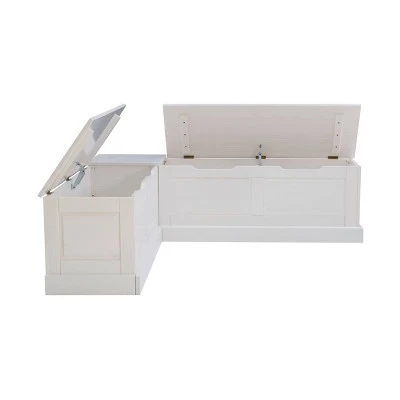 Tobin Backless Corner Breakfast Nook - Linon White 6 Tobin Backless Corner Breakfast Nook - Linon White – Image 4