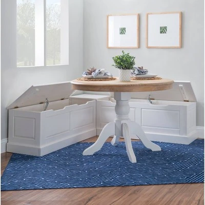 Tobin Backless Corner Breakfast Nook - Linon White 13 Tobin Backless Corner Breakfast Nook - Linon White – Image 11
