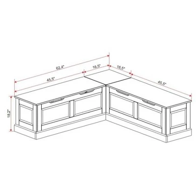 Tobin Backless Corner Breakfast Nook - Linon White 17 Tobin Backless Corner Breakfast Nook - Linon White – Image 15