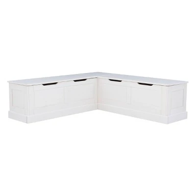 Tobin Backless Corner Breakfast Nook - Linon White 21 Tobin Backless Corner Breakfast Nook - Linon White – Image 19