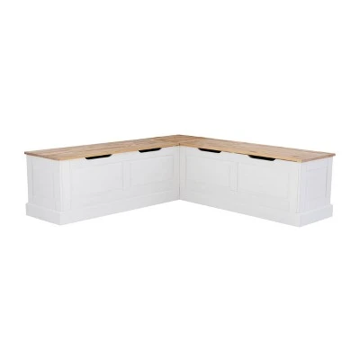 Tobin Backless Corner Breakfast Nook - Linon White 22 Tobin Backless Corner Breakfast Nook - Linon White – Image 20