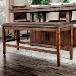 Soho Upholstered Counter Height Bench Light Walnut - HOMES: Inside + Out